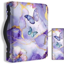 1pc Butterfly Large Bible Covers 8x11 inch PU Leather Bible Case with Bookmark Purple Marble Texture Bible Carrying Case for Women Men Christian Bible Note Books Carrying Accessories Mixed Color