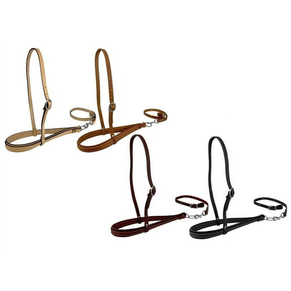 Showman Argentina Cow Leather Adjustable Noseband Tie Down w/ Strap (Black)