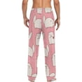 thumbnail image 2 of Pink Flower Cats Ghost Pajama Pants, Men's Lounge Pants Light with Drawstring and Pockets, Christmas New Year Birthday Father's Day Gifts, Medium, 2 of 7