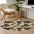 thumbnail image 5 of Cow Print 3ft Round Rug, Farmhouse Beige Brown Animal Prints Vintage Non-Skid Rubber Backing Large Area Rugs - Living Room Bedroom Home Office, Indoor Floor Mat Carpets Washable Rug, 5 of 9
