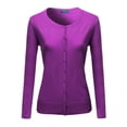 thumbnail image 1 of FashionOutfit Women's Basic Solid Round Neck Sweater Cardigan, 1 of 3