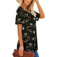 thumbnail image 5 of 2026 ! JINMGG 2026 Womens Plus Size Women's Summer Tunic Round Neck Floral Printed T-Shirts Casual Short Sleeve Blouse Pleated Tops with Ruffle Hem Black XXXXL, 5 of 8