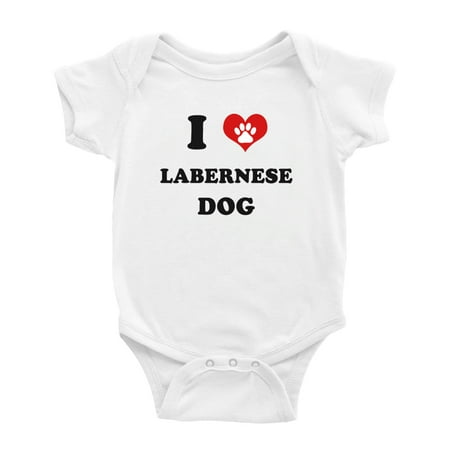 

I Heart Labernese Dog Funny Baby Rompers Bodysuit (White 12-18 Months)