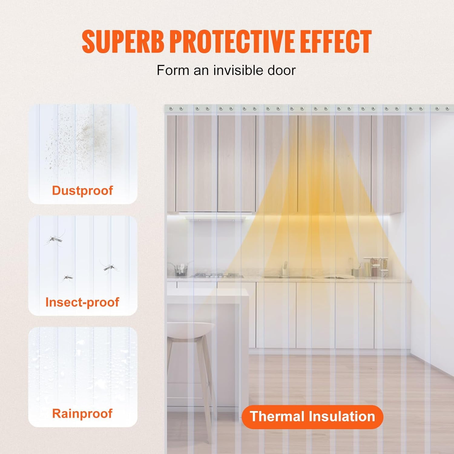 WLTER Strip Curtain, 50' Length x 8" Width x 0.08" Thickness, Clear PVC Smooth Curtain Strip Door Bulk Roll, Plastic Door Strips for Doorways of Supermarket, Garage, Warehouse, Barn, Pet Animal House