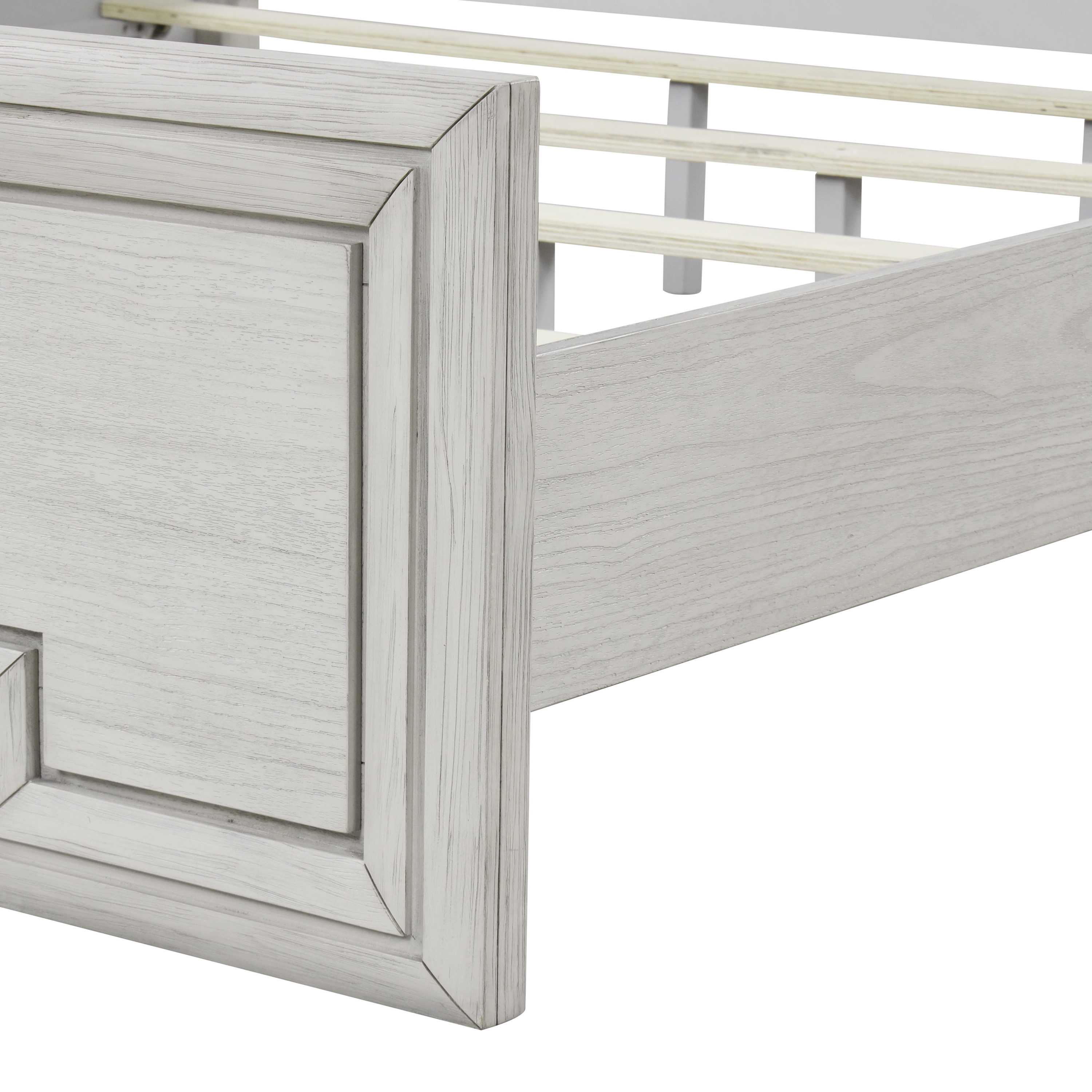Furniture of America Elres Solid Wood Panel Bed, Queen, Rustic White