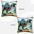 thumbnail image 3 of Haiem Lake Forest Dinosaur A Print Velvet Soft Solid Decorative Square Throw Pillow Covers Set with Elegant Piping Christmas Cushion Case for Sofa Bedroom Car-20"x20", 3 of 8