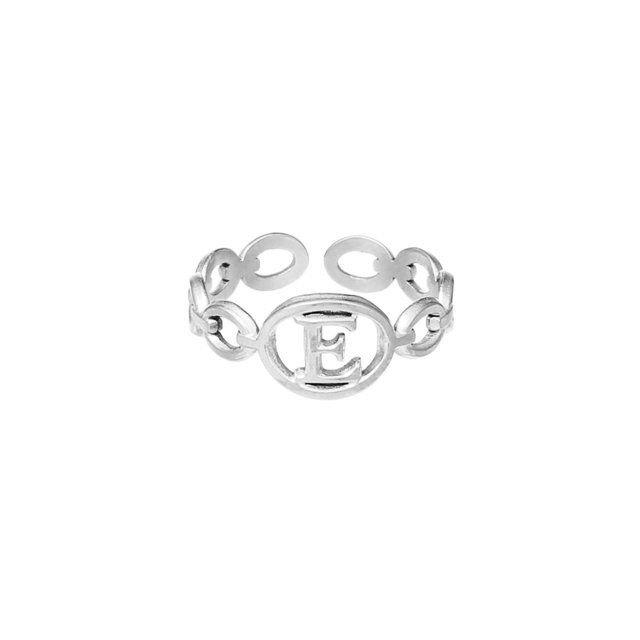 Daisyyozoid Titanium Steel Plated 26 Letter Ring English Opening Index Finger Ring Hollow Ring