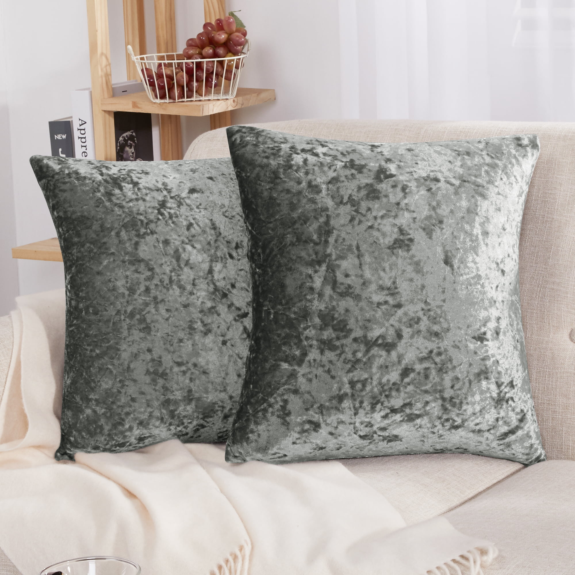 Handmade Crushed Velvet Cushion With Removeable Insert Sofa Bed Decor Zipper 
