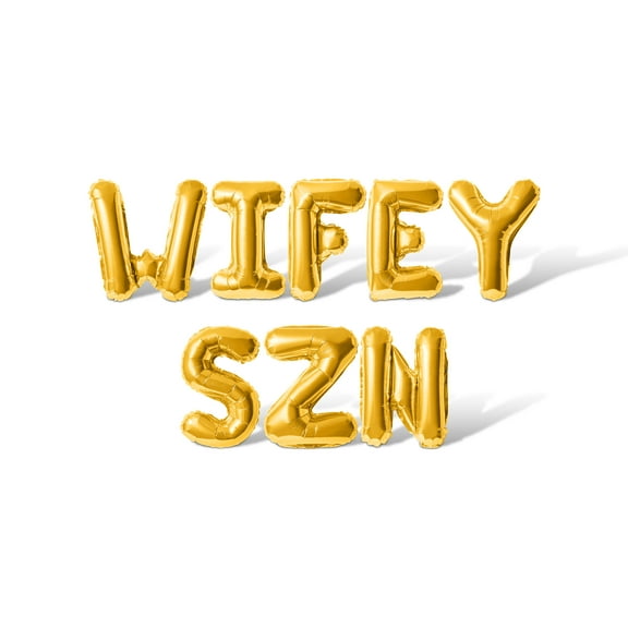 Letter Balloons - WIFEY SZN 16" Inch Alphabet Letters Foil Mylar Balloon Bachelorette or Bridal Shower Party Banner (Gold)