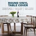 thumbnail image 3 of Tablecloth - Vinyl with Flannel Back, Round, Water Proof, Easy to Clean, Checked Blue Design Round, 3 of 7
