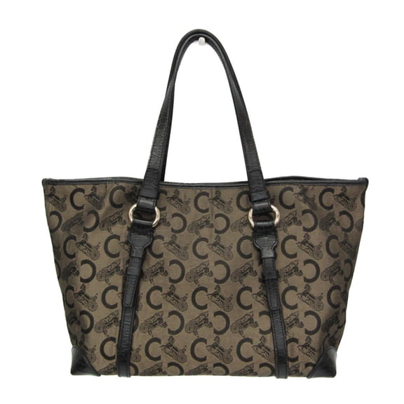 Pre-Owned Celine C Macadam Carriage Pattern Women's Canvas,Leather Tote Bag Beige,Black