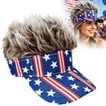 thumbnail image 2 of Funny American Flag Wig Visor Hat, July 4th Patriotic Baseball Cap with Adjustable Strap, Sun Protective Novelty Hat for Independence Day Parties, 250th Anniversary Costume & Outdoor Celebration, 2 of 9