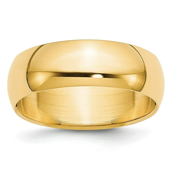 10k Yellow Gold 7mm Half Round Wedding Band Size 7.5 1HR070