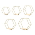 thumbnail image 5 of kowaku 5 Pieces Hexagon Iron Wall Mount Shelves Storage Rack Home Office Geometric Shelf for Photo Artworks Picture Display Golden, 5 of 9