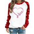 thumbnail image 1 of VALMASS Chandails en Molleton à Col Rond pour Femmes de la Saint-Valentin Manches Raglan Hauts Décontractés Mode Imprimé Cœur Pull Blouses (2TG, B Rouge), 1 of 4