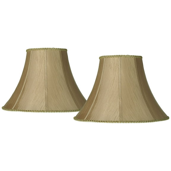 Imperial Shade Set of 2 Round Bell Lamp Shades Earthen Gold Large 8" Top x 18" Bottom x 13" Slant Spider with Replacement Harp and Finial Fitting