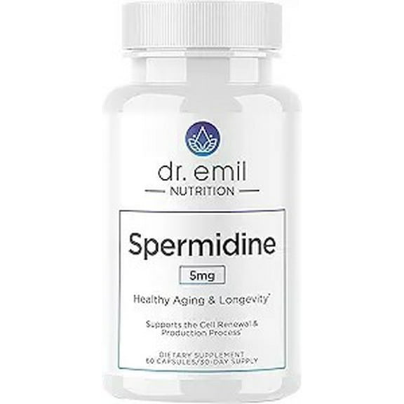 DR. EMIL NUTRITION Spermidine 5mg - Spermidine Supplements for Men & Women - Aging Supplement with Pure Spermidine 3HCL & Thiamin 20mg - 60 Capsules, 30 Day Supply