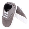 thumbnail image 4 of Zapatos para caminar para bebé, antideslizantes, suaves, ligeros, de lona, para recién nacidos, planos, color gris y marrón, 13 cm, 4 of 15