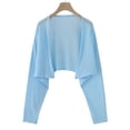 thumbnail image 2 of AGWOLF Women's Short Cardigan Bolero Shrug Sheer Tie Front Top Sun Protection Long Sleeve Jacket for Dress Sky Blue Free Size, 2 of 6