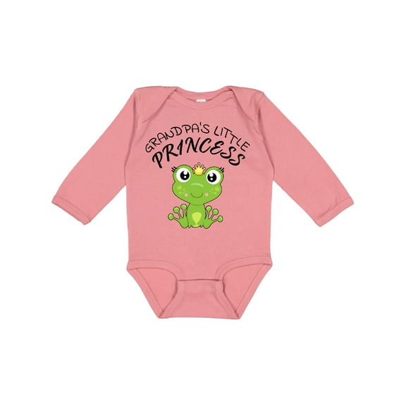 Inktastic Grandpa's Little Princess Cute Frog Girls Long Sleeve Baby Bodysuit
