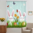 thumbnail image 3 of Easter Bunny Sheer Curtains 45 Inches Long, Spring Cute Eggs Farmhouse Wooden Grain Light Filering Curtains, Breathable Simi Curtain Privacy Drapes for Kitchen Bathroom Small Window Treatment, 3 of 9
