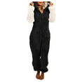 thumbnail image 4 of sususu Onesie Women Pajamas Jumpsuit Warm Sherpa Romper Sleepwear One Piece Zipper Hooded Playsuit Loungewear,Black,S, 4 of 6