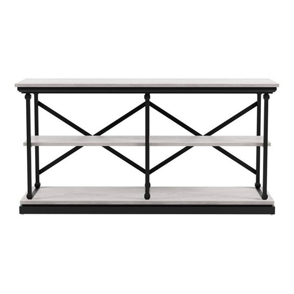 Furniture of America Drewden Transitional Wood 2-Shelf Console Table in White