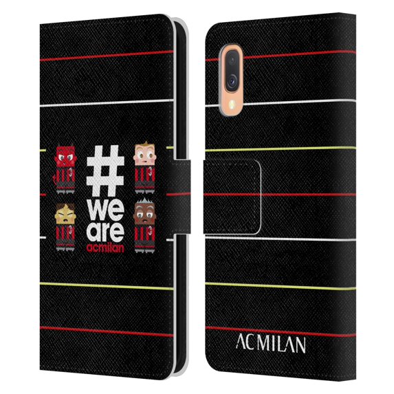Head Case Designs Officially Licensed AC Milan Crest Stripes 3 Leather Book Wallet Case Cover Compatible With Samsung Samsung Galaxy A40 (2019)