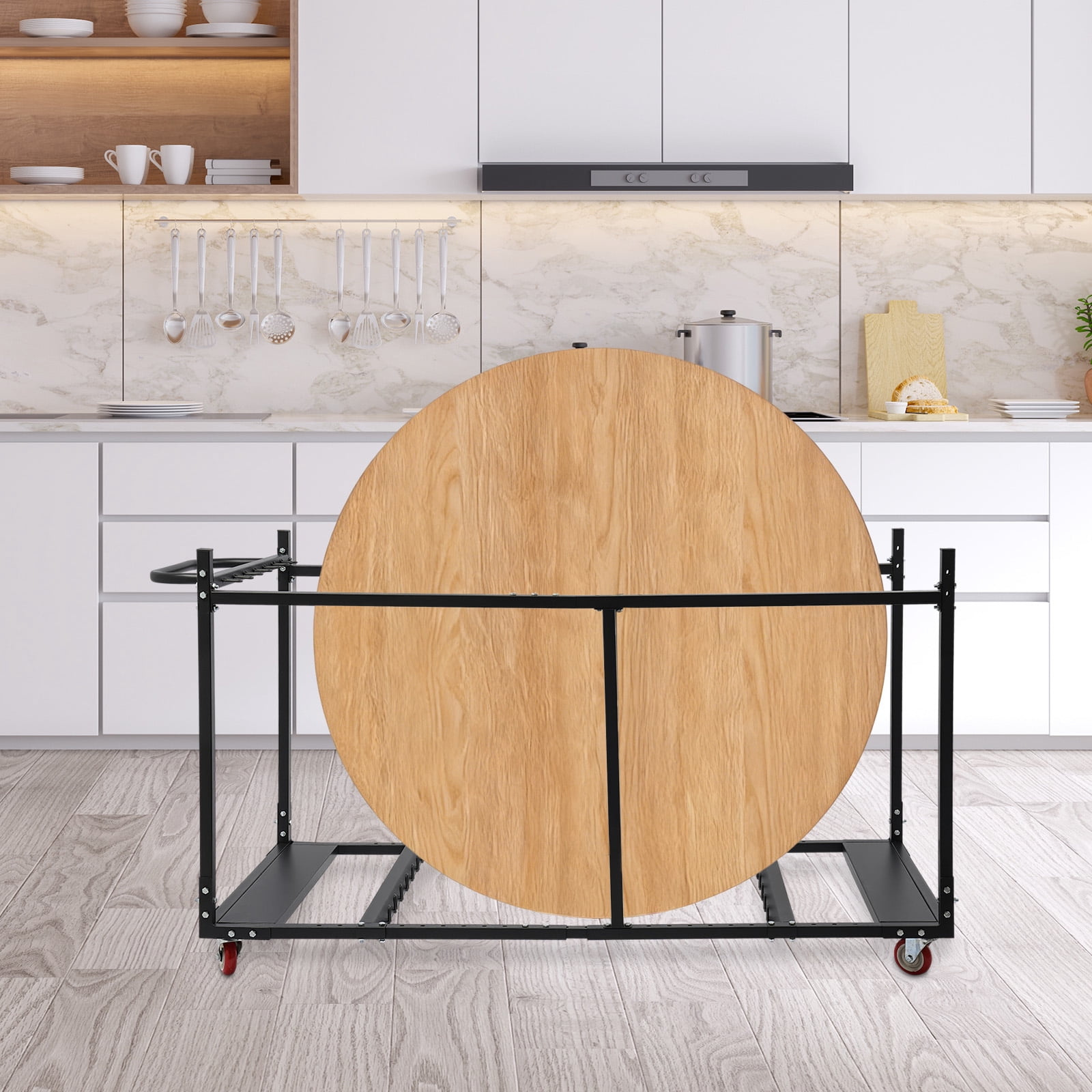 Folding Table Cart, Hand Truck/Dolly/Platform Cart with Braking Caster for Store and Move Folding Round Table Heavy Duty Panel Dolly for 10 Table Capacity
