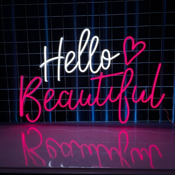 Handmadetneonsign Hello Beautiful Neon Sign, Spa Salon Beauty Wall Art Decor, Beauty Spa Wall Decor