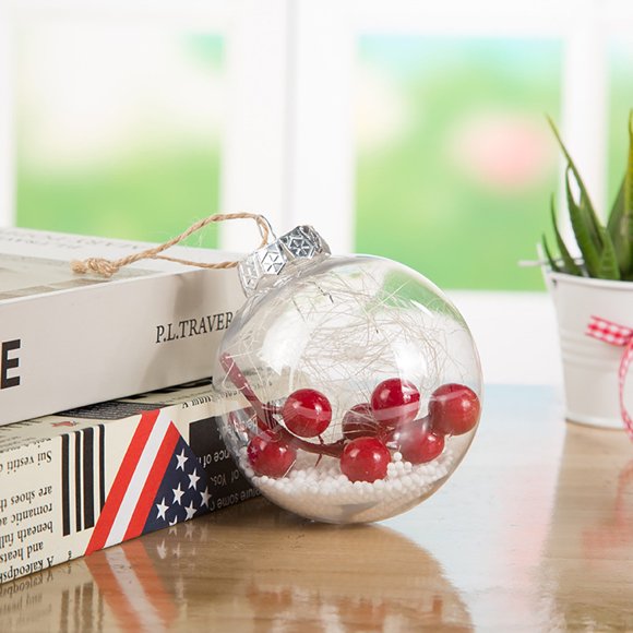 Ratfeit Clear Plastic Fillable Shatterproof Christmas Tree Ball Ornaments for Holiday Decor