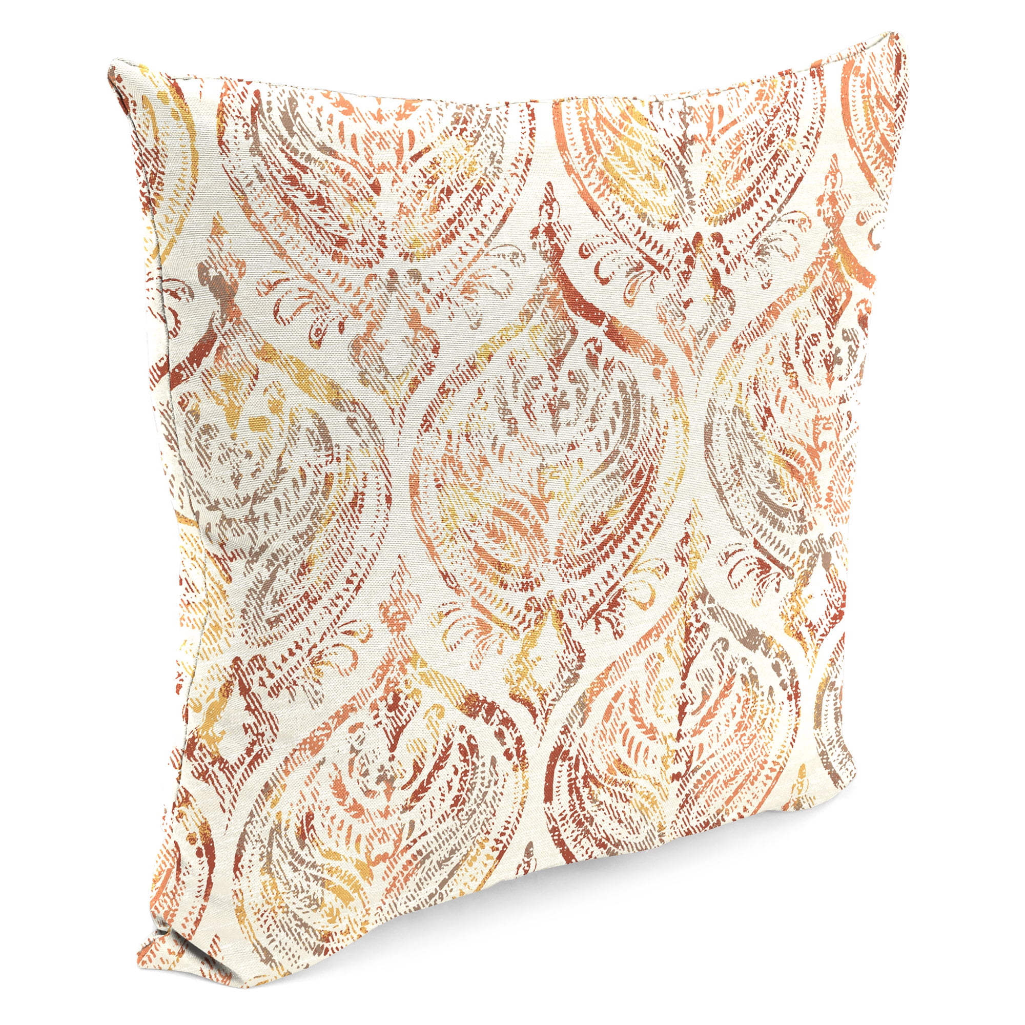 Jordan Manufacturing 20" x 20" Rustique Barley Beige Damask Square Outdoor Throw Pillow with Welt (2 Pack)