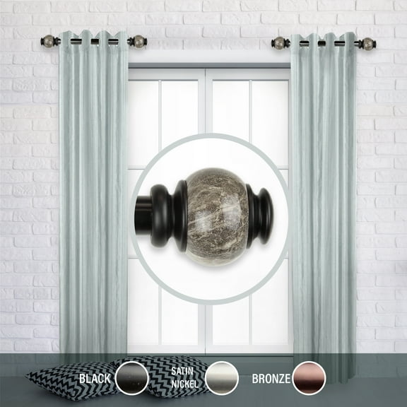 Domovina Anna 1" Side Curtain Rods, 12-20 inches (Set of 2)-Color:Black,Size:12-20"