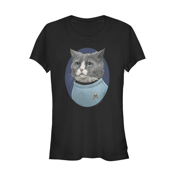 Junior's Star Trek Doctor McCoy Cat Portrait  Graphic Tee Black Small