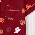 thumbnail image 5 of ZHOGXU Cozy Halloween Themed Short Sleeve Pajama Set Pumpkin Ghost Printed Turndown Collar Button Kids Girls Sleepwear Home Nights, 5 of 9