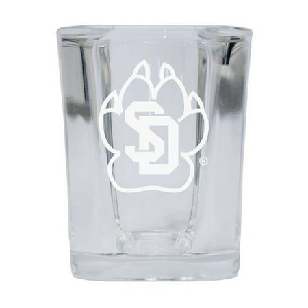 

South Dakota Coyotes 2 oz Square Shot Glass Laser Etched Logo Design - Pack of 2