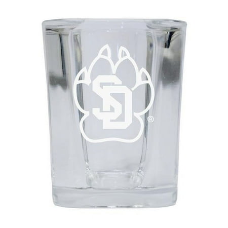 

South Dakota Coyotes 2 oz Square Shot Glass Laser Etched Logo Design - Pack of 2