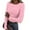 Pink, variant on Clearance Sale! Rigardu Women's Spring and Summer Pure Color Stripes High Elastic Long Sleeved Undershirt Top Black L