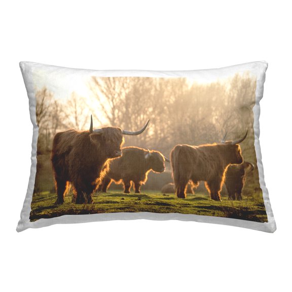 Stupell Industries Longhorn Herd Grazing Decorative Printed Throw Pillow Design by Martin Podt Photography