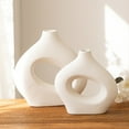 thumbnail image 4 of Wobythan 2PCS White Ceramic Vases, Minimalism Vase, Geometric Decorative Vases With Hollow Design for Home Decor, 4 of 8