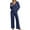 Blue, variant on Lounge Sets for Women Ribbed Knit Pajama Sets 2 Piece Long Sleeve V Neck Pjs Soft Loungewear Outfits with Pockets Grey L
