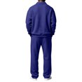 thumbnail image 5 of Men's 2 Piece Oversized Tracksuit Waffle Quarter Button Polo Shirts & Wide Leg Sweatpant Fall Fashion Matching Sets S, 5 of 9