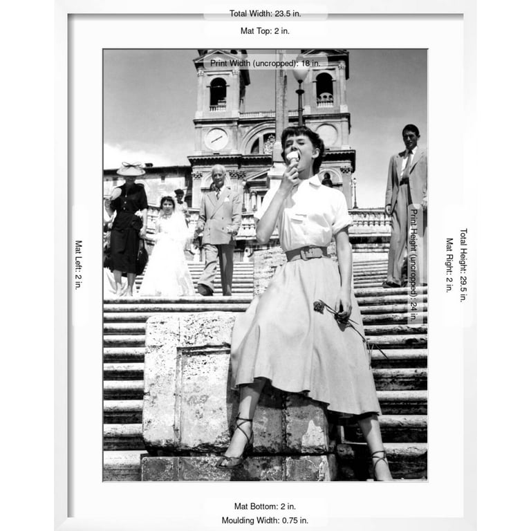 Art.com Roman Holiday, Audrey Hepburn, Gregory Peck, 1953 Photo, White  Frame Wall Art, 23