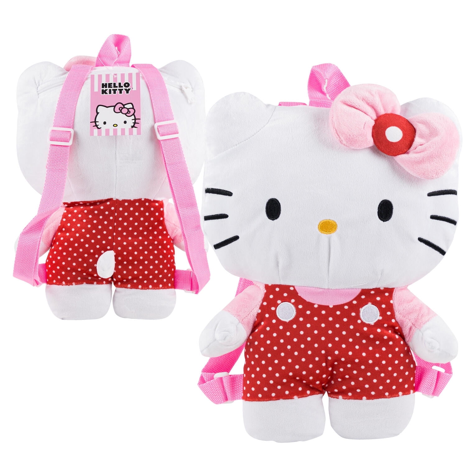 hello kitty 3d bow plush backpack Sanrio Girls Backpack, 18 inch, Kawaii Anime Rucksack Daypack for Kids Cute Stuff Back to School Supplies Gifts for Girls Take your favorite Sanrio friend on the go with this plush backpack featuring a Hello Kitty in her classic overalls and signature red bow Hello Kitty Backpack | Hobby