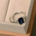 thumbnail image 2 of 2Ct Emerald Cut Simulated Blue Sapphire Solitaire Women Engagement Ring 14k White Gold Plated 925 Silver, 2 of 4