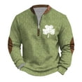thumbnail image 1 of Penkiiy Día de San Patricio de hombre 1/4 Sweatshirt de cuello cremallera Shamrock Camisa irlandesa de manga larga S Multicolor, 1 of 5