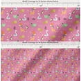 thumbnail image 2 of Soimoi Pink Cotton Poplin Fabric Leaves,Star & Cute Animals Kids Printed Craft Fabric by the Yard 56 Inch Wide, 2 of 7