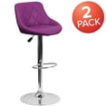 thumbnail image 3 of BizChair 2 Pk. Contemporary Purple Vinyl Bucket Seat Adjustable Height Barstool with Diamond Pattern Back and Chrome Base, 3 of 14