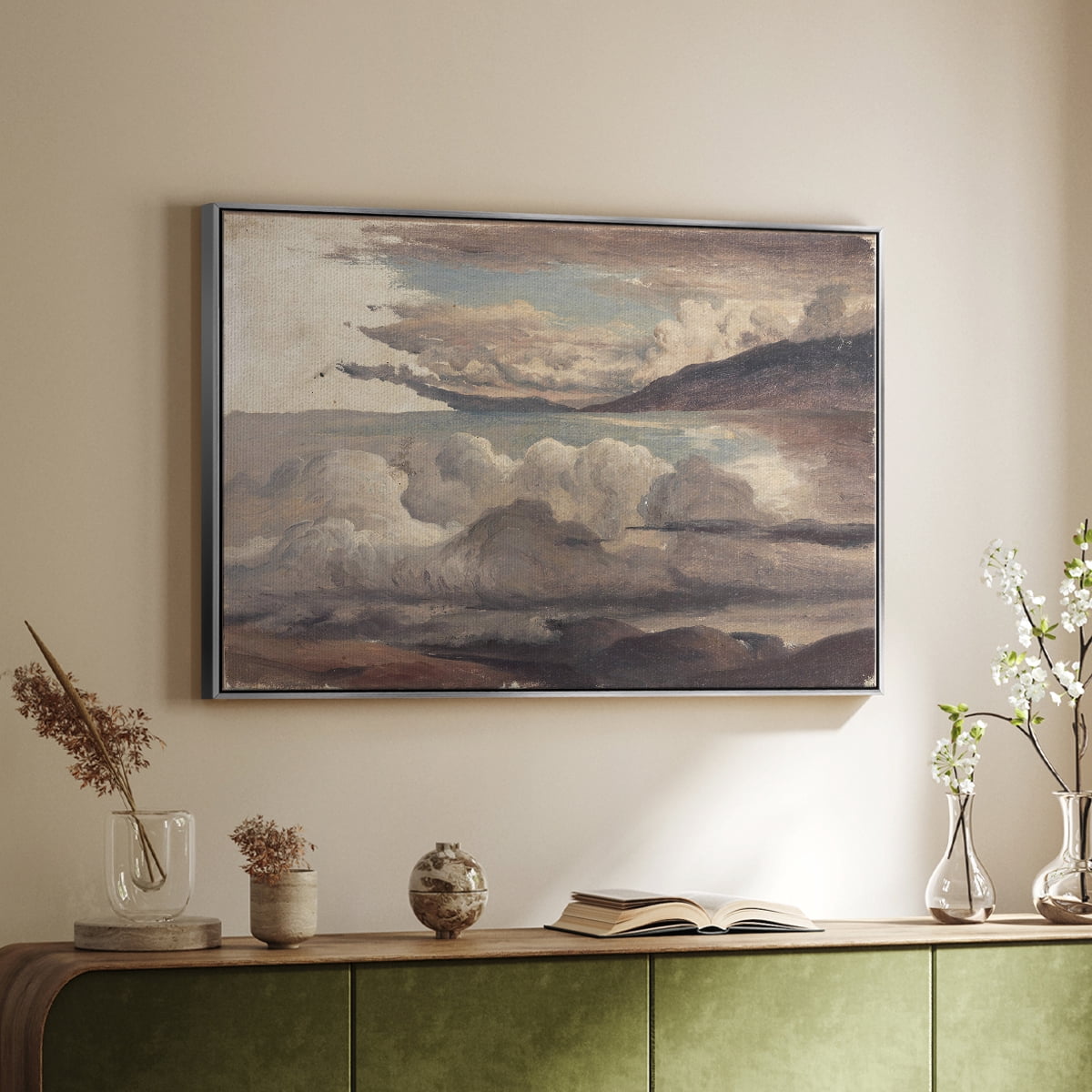 Vintage Landscape-CCCLXXI By Wexford Home Framed in Silver Wood Gallery Wrapped Canvas 27 in. x 41 in.