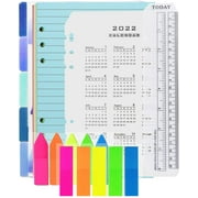 UgyDuky A5 Refills Set, 50 Sheets 6 Holes Loose-Leaf Ruled Inserts Paper, 5pcs PVC Binder Subject Index Dividers Tab,